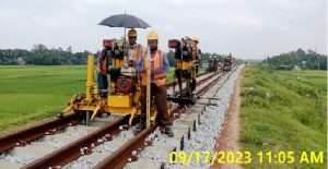 Mini Ballast Tamping Work is in progress from Ch.61+960 to Ch. 62+300
