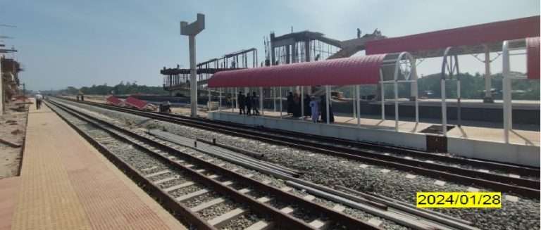 Chakaria Station platform and platform shed work is in progress 2