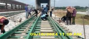 LH trap switch installation is in progress at Tamping Shed area at Coxs Bazar Station